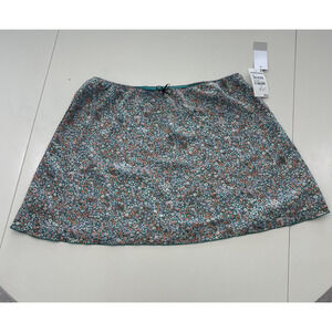 BP Skirt L Beige Ditsy Floral Silky Satin Mini Bow Cottagecore Fairy Coquette